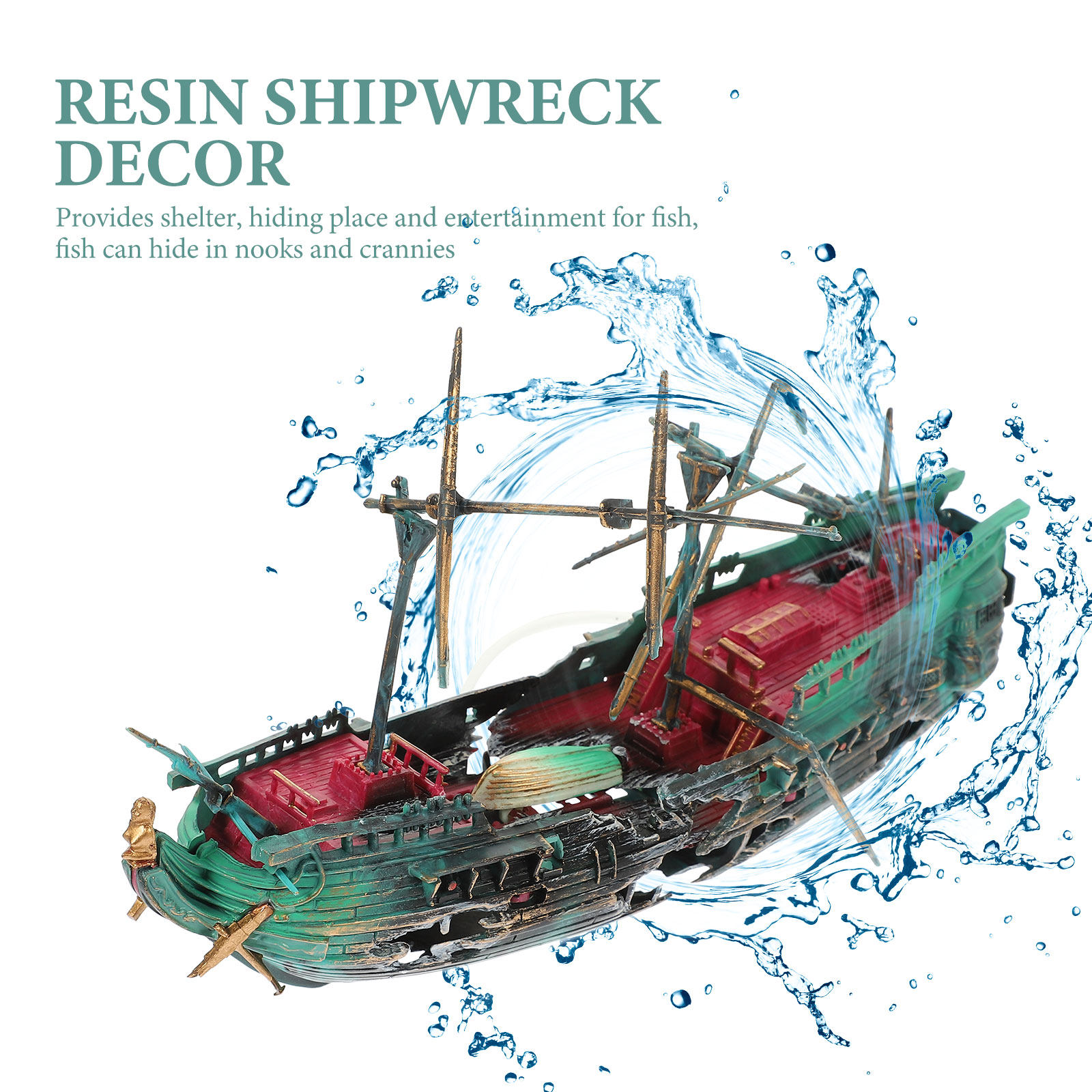 Aquarium Shipwreck Decor Resin - Aquarium Fish Hiding Spot のレビューと価格