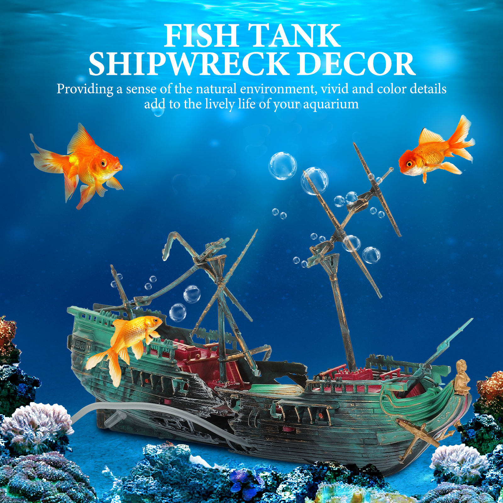 Aquarium Shipwreck Decor Resin - Aquarium Fish Hiding Spot のレビューと価格