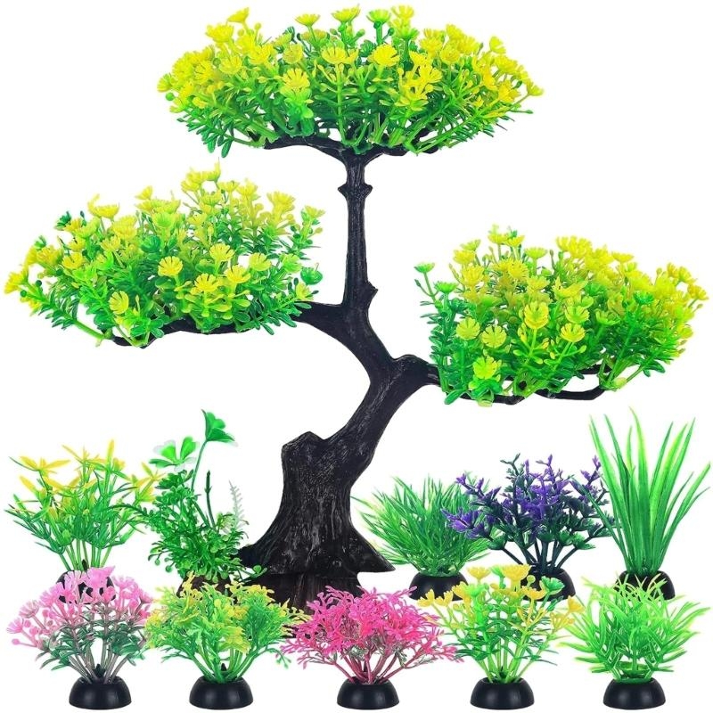 10 Pcs Artificial Green Aquati - Aquarium Fish Hiding Spot のレビューと価格